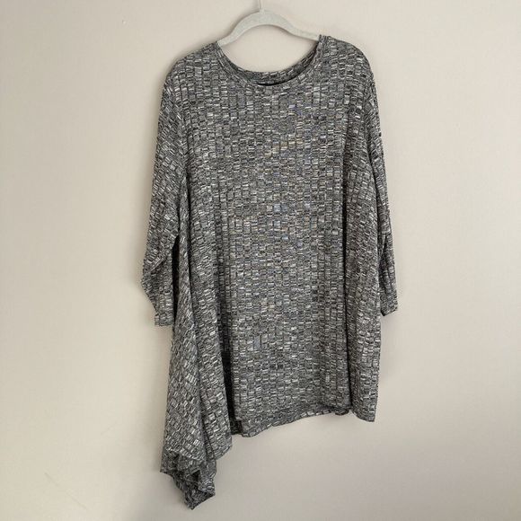 Lane Bryant Womens Plus Size 22/24 Gray Tunic Sweater Asymmetric Hem 3/4 Sleeve - Picture 8 of 9
